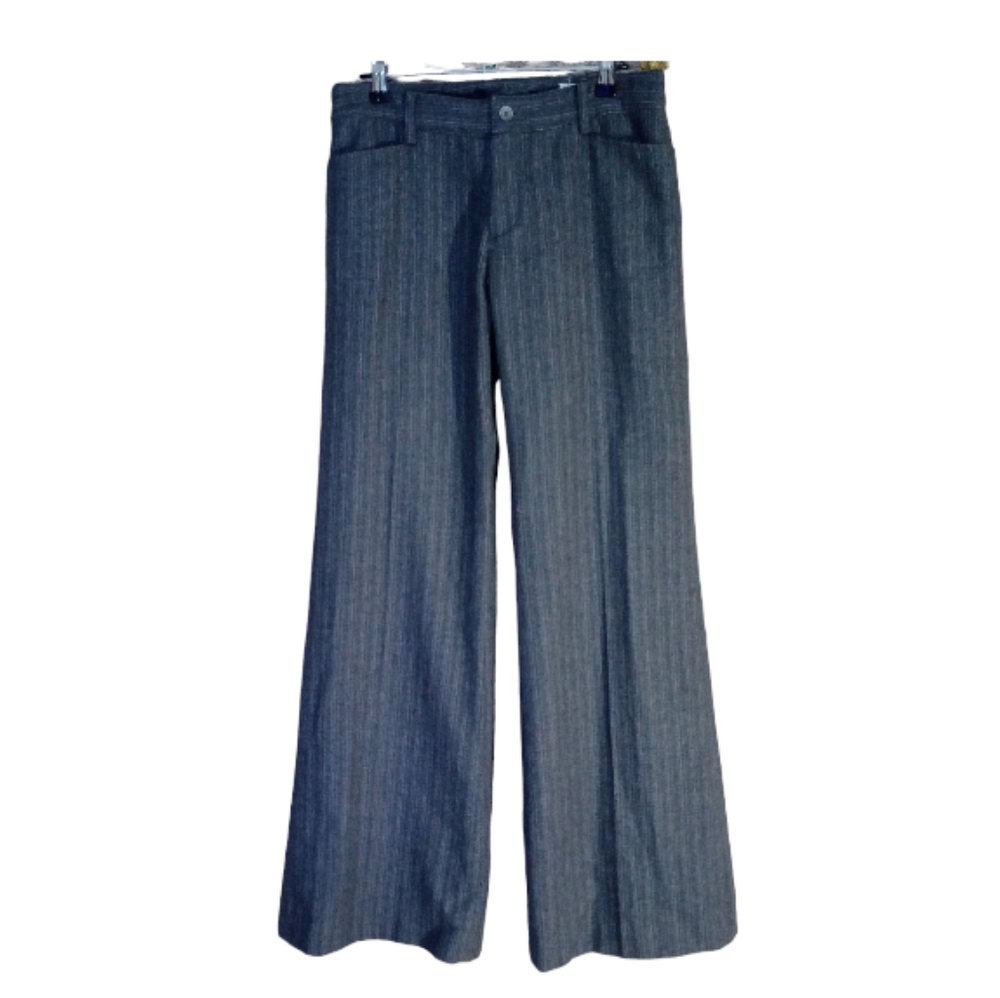 Vintage Y2K Academia Pinstriped Wide Leg Low Rise Pants Office Siren